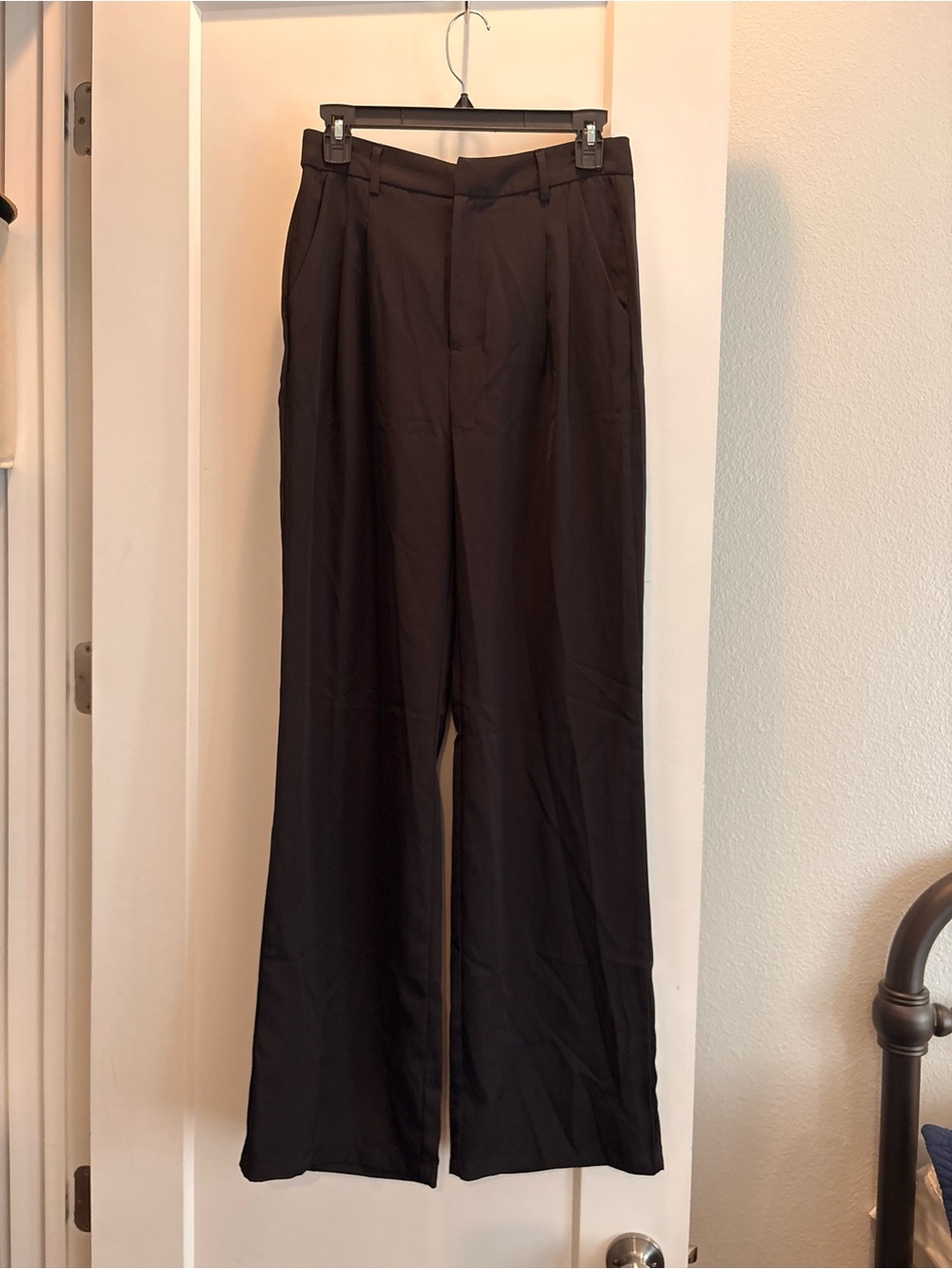 SHEIN Black High-Rise Tall Wide-Leg Trousers
